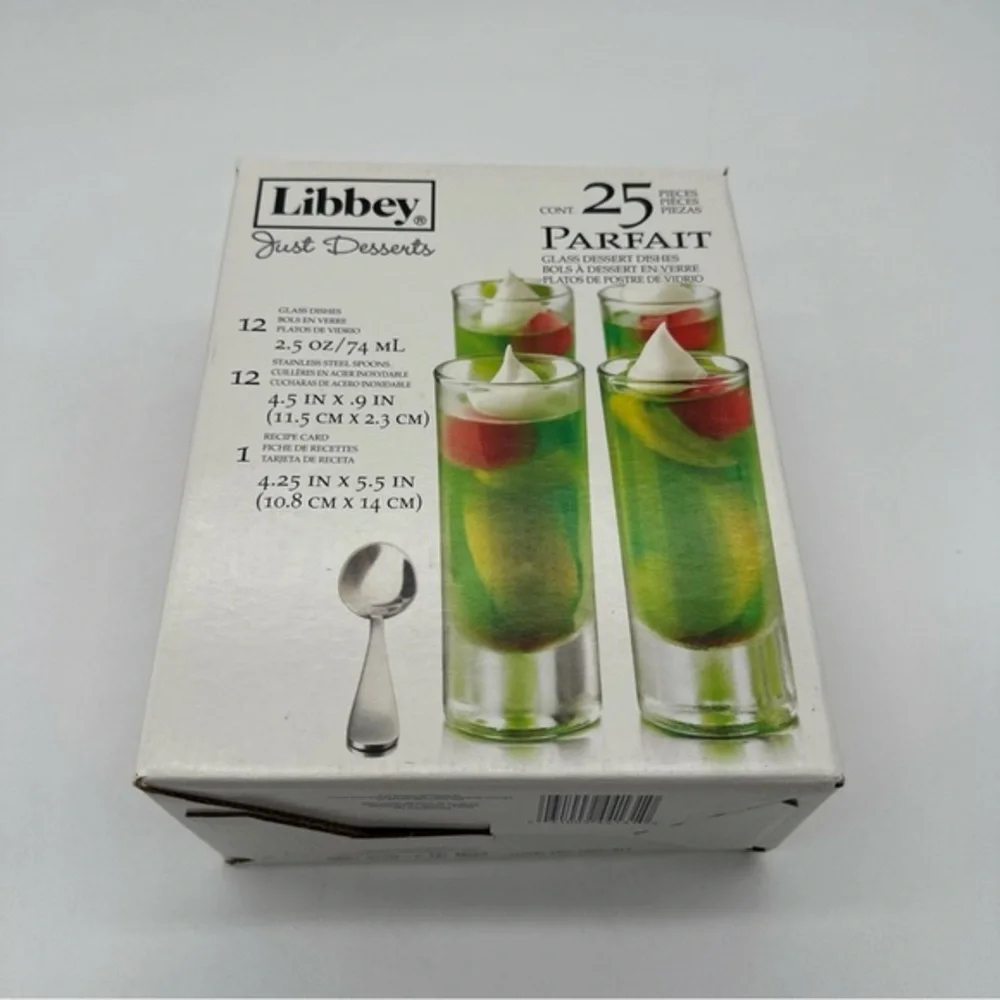 Libbey Just Desserts - Parfait Glass Dishes‎ with Mini Spoons & Recipe Card
